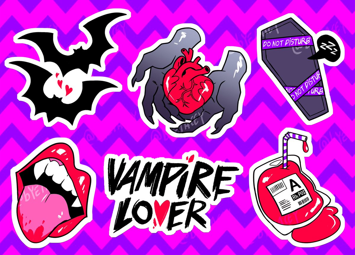 byelacey's tweet image. VAMPIRE LOVER 🩸🤍 5&quot;x7&quot; sticker sheet will be available in very limited qty at #halcon2022