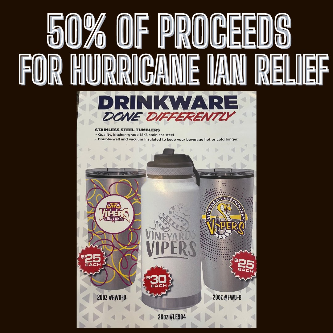 We are counting on your giving spirit as we prepare to launch our fall fundraiser on Wednesday October 12, 2022. HALF OF ALL PROCEEDS raised will be donated to our Viper families amongst students and teachers impacted by the destructive path of hurricane Ian. #ViperStrong💜💛