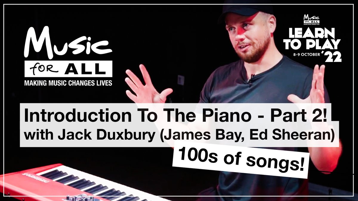 MfACharity's tweet photo. 📢Coming up!
Tune into our YouTube channel at 8pm to see Jack Duxbury’s second tutorial of the weekend on how to play the keyboard!
Watch here: https://t.co/6fmYRQ78r3
#LearntoPlay #LearntoPlay22 #MusicforAll https://t.co/7F9n5y9Sb3
