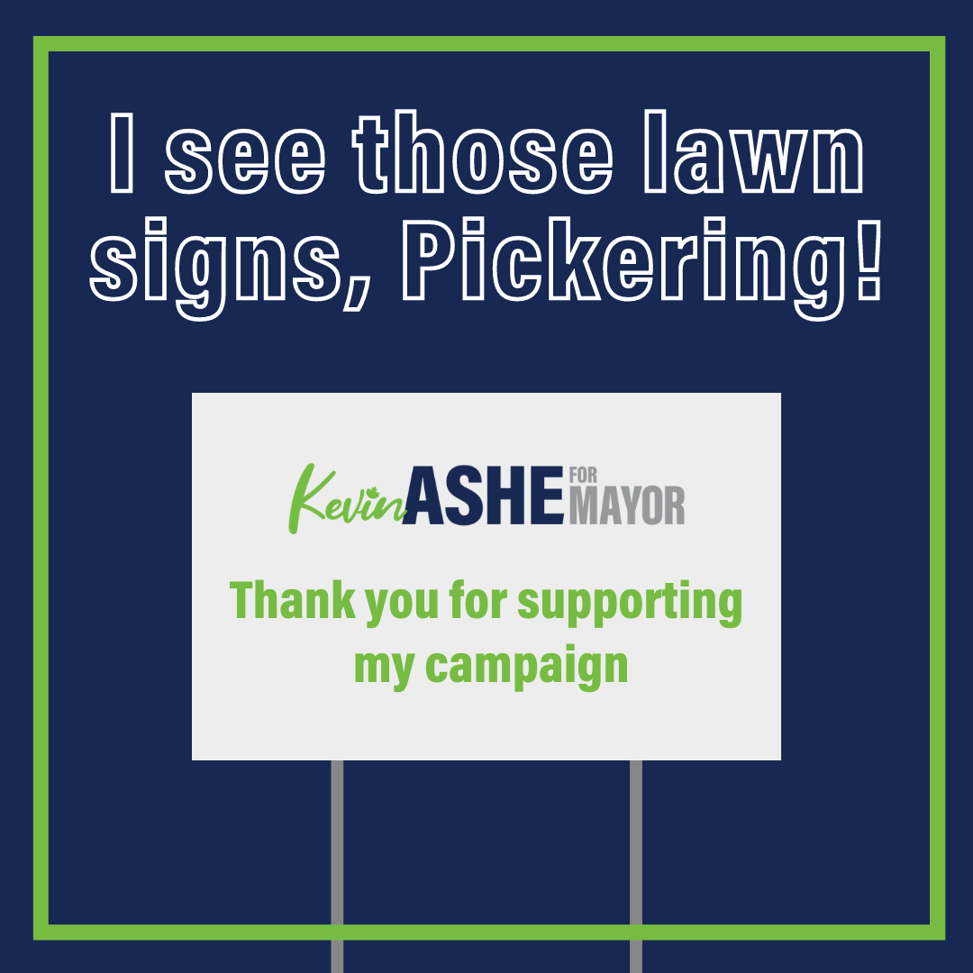 KevinAshe4Mayor's tweet photo. I see those lawn signs, Pickering! Thank you for supporting my campaign. We will make Pickering the greatest place to live in Durham Region.
Vote Ashe on October 24.
#CountOnKevin #KevinAsheForMayor #pickering #mayor https://t.co/9Xc4Y1iHcb