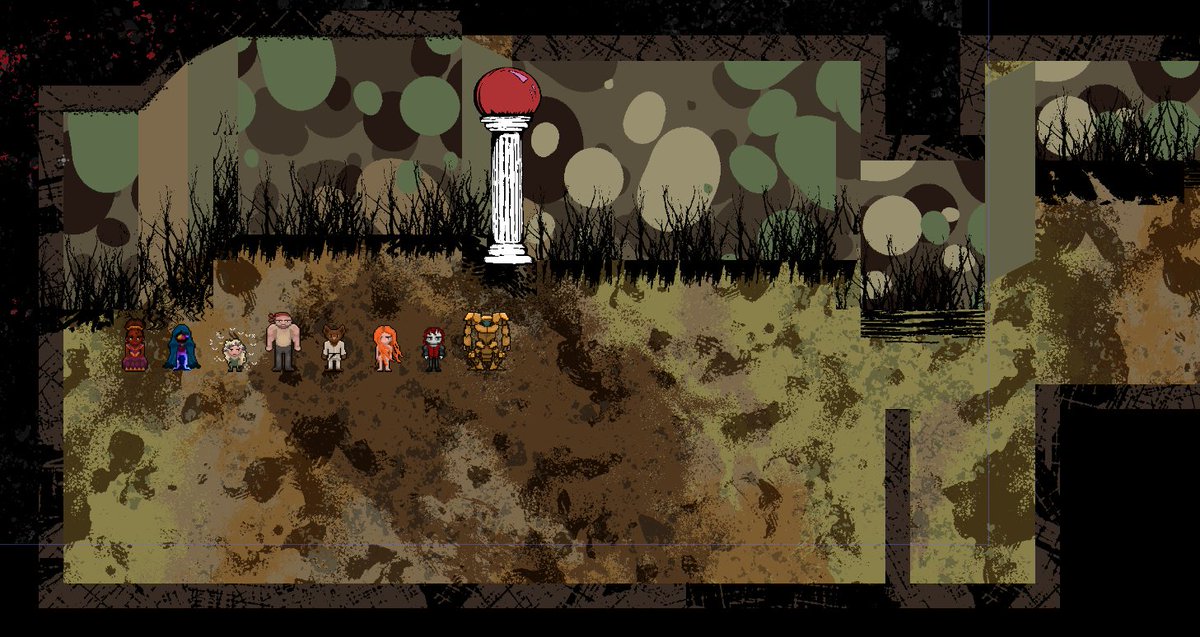 Prototype is still a hot mess. 🤣
Getting closer to having a real plan for what goes on each layer and how to keep the tiles feeling organic-ish and 'seamless'.

#screenshotsaturday #GodotEngine #IndieGameDev