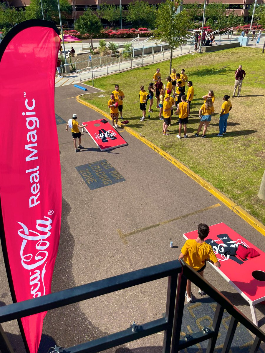 GrahamRossini's tweet photo. No better way to celebrate #GreenGameASU than with a solar-powered boom box! Thanks to @CocaCola @SwireCC for joining game day! #O2V https://t.co/xaAHKsbbvi