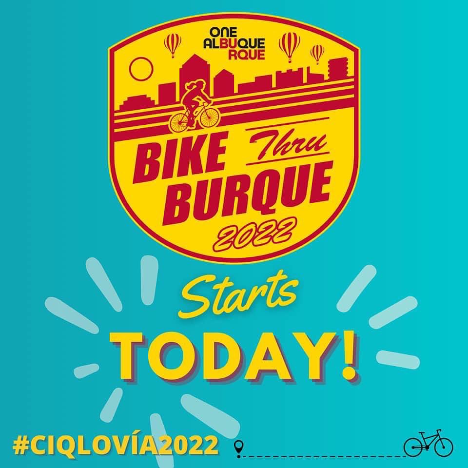 abqciqlovia's tweet photo. It's just 8 days ‘til #CiQlovia2022, &amp; #BikeThruBurque week starts TODAY! 🎉🚲 Show off your artistic flair &amp; our beautiful city by entering the @bikethruburqu photo contest and scavenger hunt! 📸👀 Visit https://t.co/rDXOsH2nNx to learn more! #bike #biking #getoutandride #abq https://t.co/Gg9B0jLijn
