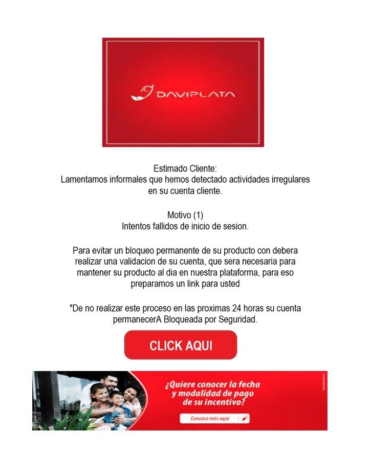 ddarthp's tweet photo. @DaviPlata hay un intento de estafa 
que llega por correo electronico:
al darle click al boton, refiere a un formulario que solicita datos sensibles:
a demas de realizar intentos de sacar dinero de forma automatizada. https://t.co/lILxdEMKCG