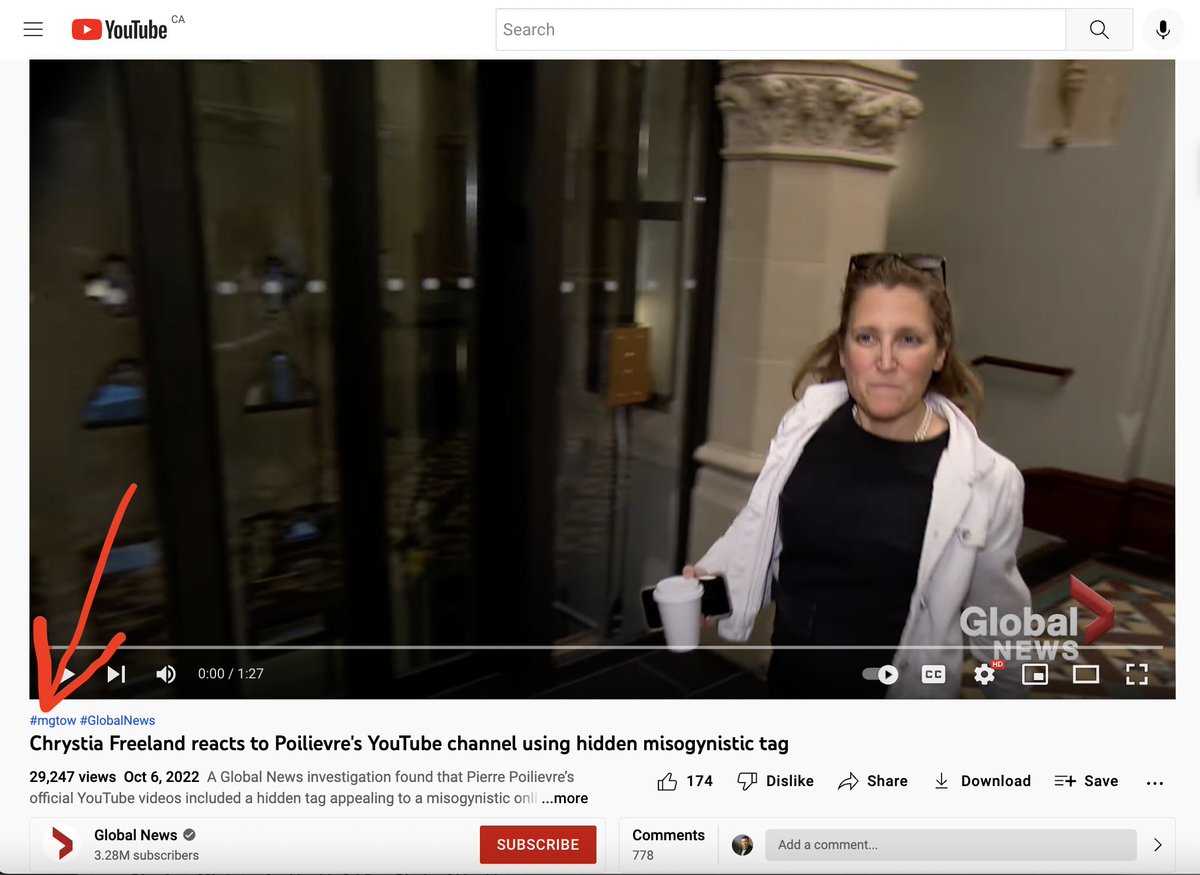 AndrewLawton's tweet photo. Why is @globalnews using a misogynistic hashtag in its YouTube videos? https://t.co/PxnRR8ScIe