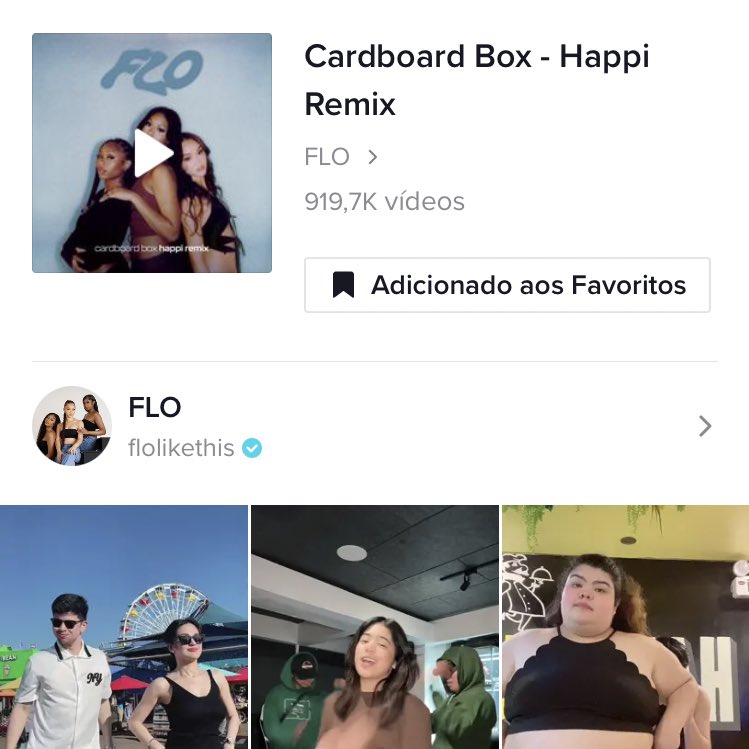 FLO on Twitter "Cardboard Box Remix is now 919K videos on TikTok."