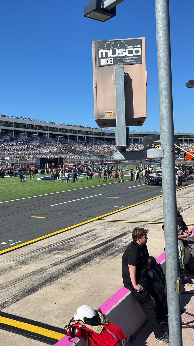Prerace ceremonies are underway here <a href="/CLTMotorSpdwy/">Charlotte Motor Speedway</a>. Pit box has been set up and now just kinda hanging around until we get going