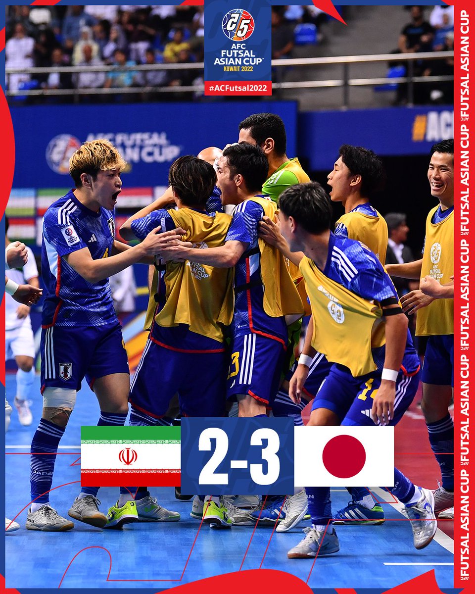 FT: 🇮🇷 IR Iran 2-3 Japan 🇯🇵

THE SAMURAI BLUE ARE THE NEW KINGS OF ASIAN FUTSAL! 🏆

#ACFutsal2022 | #IRNvJPN