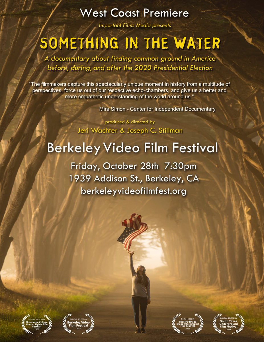SIWDoc's tweet photo. Join us for the Berkeley Video Film Festival screening of "Something in the Water" on Friday, October 28th, @7:30pm at the East Bay Media Center, 1939 Addison Street, Berkeley, CA. We hope to see you there! ⁦https://t.co/2fhvCmqCcl #documentary #film #America https://t.co/adMjFxapn7