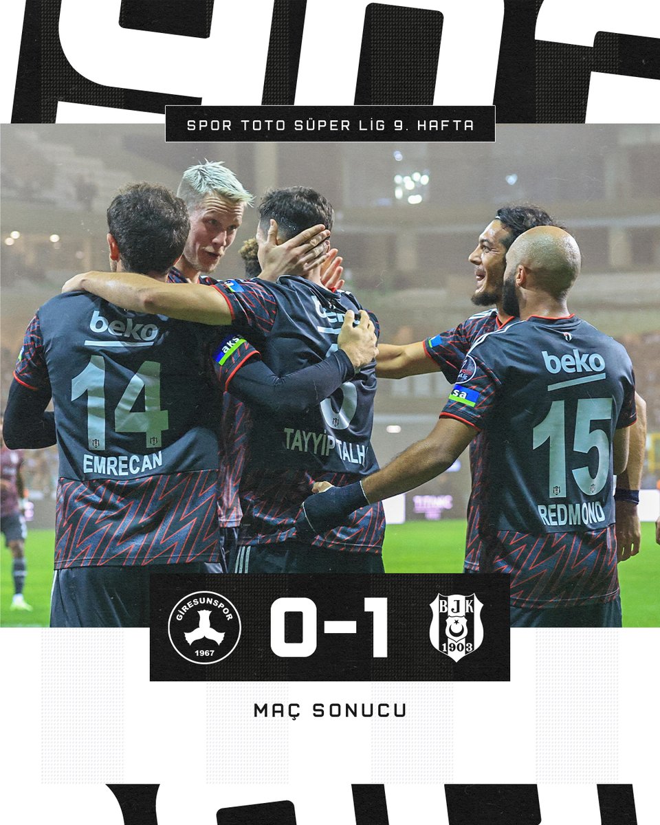 Besiktas's tweet photo. Bitexen Giresunspor'u deplasmanda 1-0 mağlup ediyoruz. 💪

#BJK https://t.co/6KjiFupjlp
