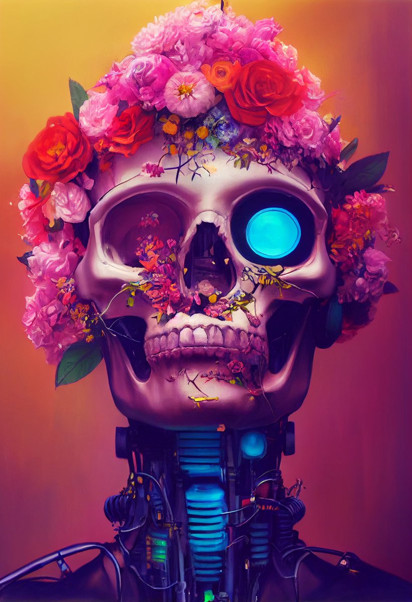 dan99ch's tweet photo. Cyberpunk skull robot with flowers

Prints available on Etsy: https://t.co/Bzu8VtnQwI 

#FlowerArrangement #Flower #cyberpunk #robot #skull #beautifull #majestic #Portrait 
#aigenerated #aigeneratedart #midjourney_bot #PicOfTheDay #midjourney #ai #midjourneyart #midjourneyai https://t.co/eXVQ7ponpW