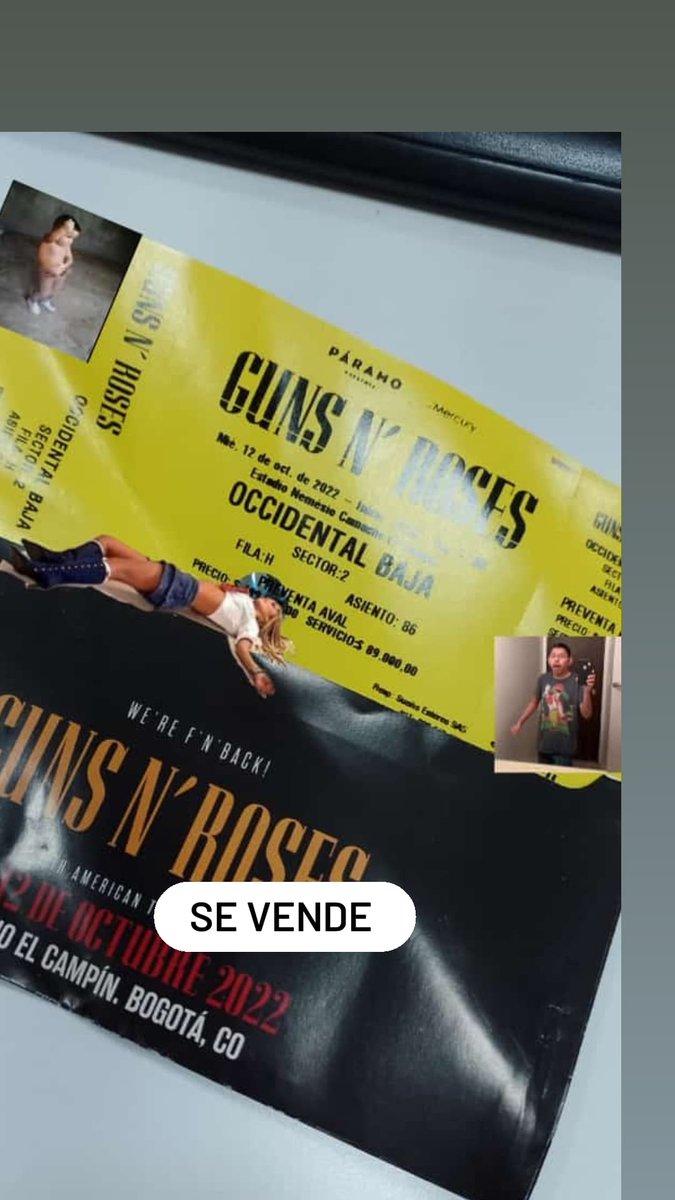 bederdl's tweet photo. Se vende Boleta a Guns n roses https://t.co/olESQHVCjM