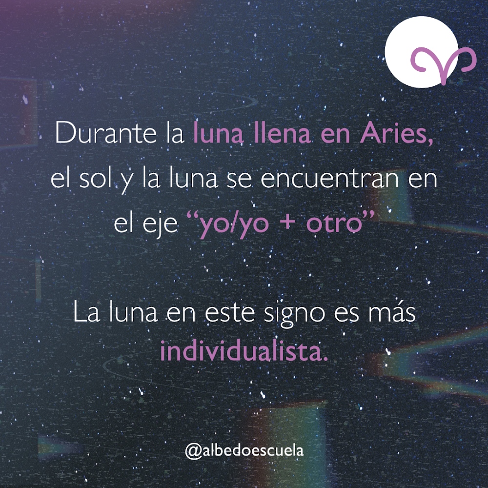 AlbedoEscuela's tweet photo. Este domingo 9 de octubre habrá Luna Llena en Aries 
La luna llena en aries es una luna llena dinámica, es una luna llena de acción que nos empuja a emprender.  Durante una luna llena en aries, el sol y la luna se encuentran en el eje "yo/yo + otro". https://t.co/BwuLyePRV4