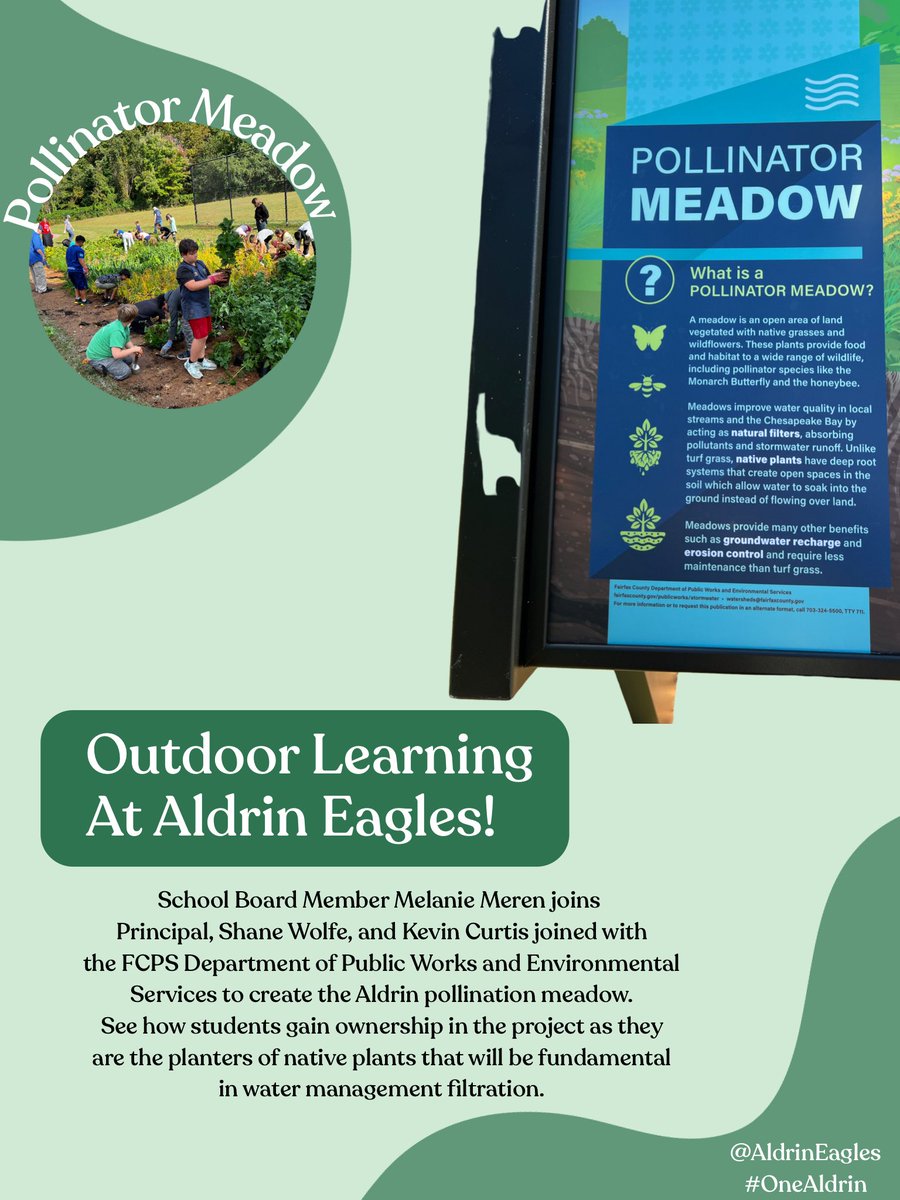 AldrinEagles's tweet photo. Outdoor learning continues @AldrinEagles! #PollinatorMeadow @fcpsGet2Green @MelanieForEdu @FCPSSupt @PrincipalWolfe @fcpsnews #outdoorlearning #enviroed @FCPS_ISD https://t.co/Qiq8JFFtNK