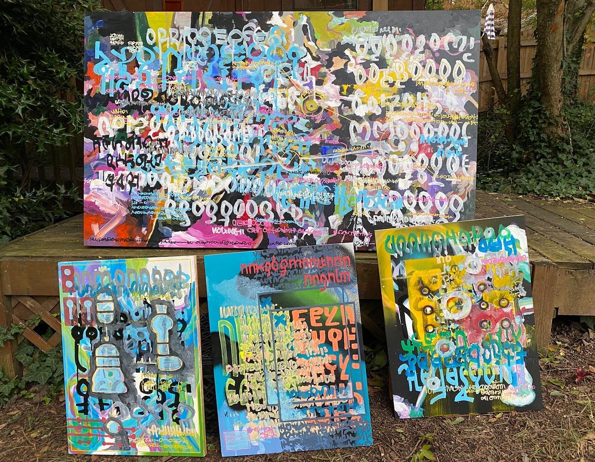 PeterDraws1's tweet image. Painted a few pieces a little different than my normal style, inspired by the art of James Clemmons, an exhibition of which I helped install at my art gallery internship. 
Watch the process here: youtu.be/hXPNFeLj_iI