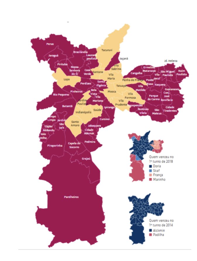 flferronato's tweet photo. Para quem acha que o Nordeste é um problema, apresento o mapa de votação da cidade de São Paulo.

Vermelho Haddad e Amarelo Tarcisio.

Vc Paulistano de direita tem a obrigação de virar isso! https://t.co/SAQcLYy86i