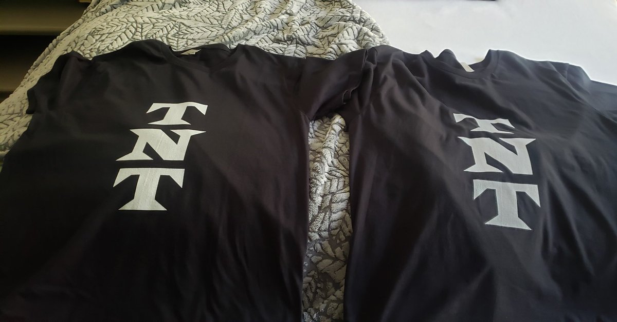 JustBrenBren's tweet photo. Surprised Troy and got us matching shirts with his boxing slogan for tonight's fight 🥊 #tnt #takenothought #efc #efcboxing https://t.co/l1CHLGzh9b