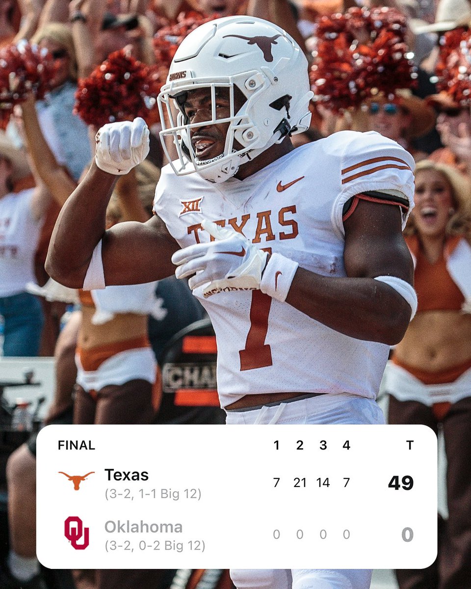 Pure domination 🤫 

Texas handed Oklahoma its largest shutout loss in school history.