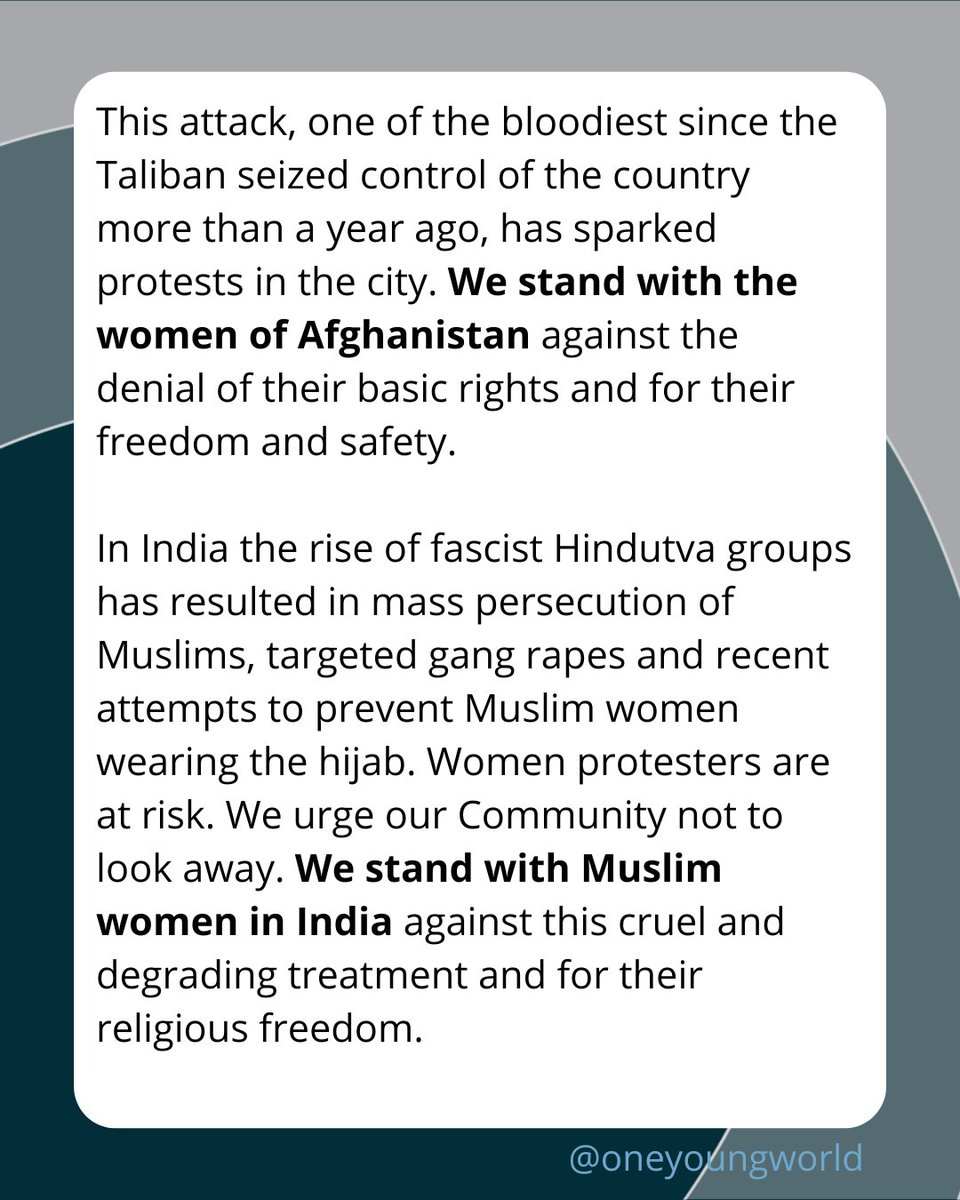 OneYoungWorld's tweet photo. Political and ideological power struggles are being waged and women’s bodies are the battlefield. Women have had enough. Across the world women are protesting for their rights and freedoms. We stand with them. 

Read our open letter to the One Young World Community: https://t.co/dRtv1A1H1E