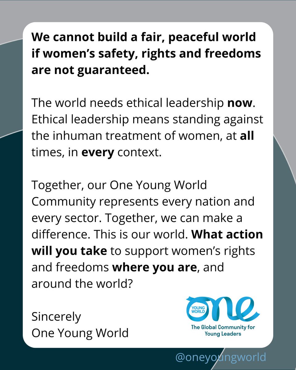 Political and ideological power struggles are being waged and women’s bodies are the battlefield. Women have had enough. Across the world women are protesting for their rights and freedoms. We stand with them. 

Read our open letter to the One Young World Community: