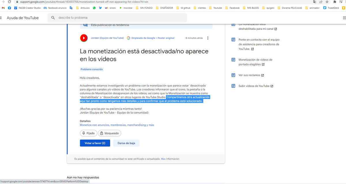 AlertaCreadores's tweet photo. ACTUALIZACION #Youtube al fin acepta que ellos son el problema ( cuando publican un comunicado es cuando aceptan lo evidente y que el problema es serio ) Youtube espera solucionarlo lo mas pronto posible.
Fuente https://t.co/9kfgrJ28Nr
#errorYoutube #monetizar #partner https://t.co/P2tN5VAVys