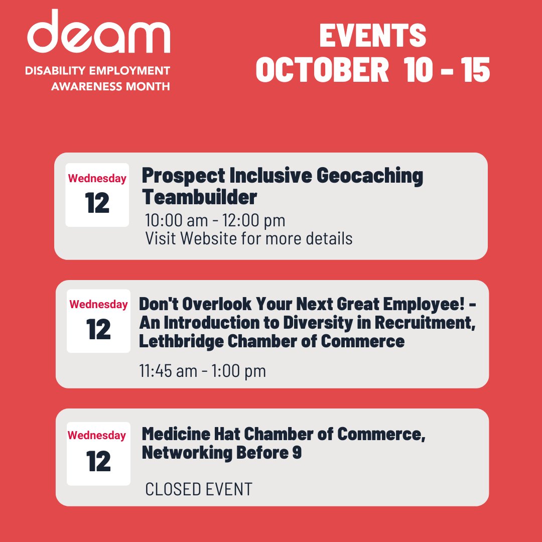 DEAM_AB's tweet photo. It's week 2️⃣ of #DEAM2022 in Alberta!

Check out what we have planned in #MedicineHat, #Lethbridge &amp; beyond!

It's also our #DEAMIDEAConference in Canmore - 2 days of learning and connecting. 
For details, visit our website 

https://t.co/EeGrye74uG https://t.co/DFgt1HWbml