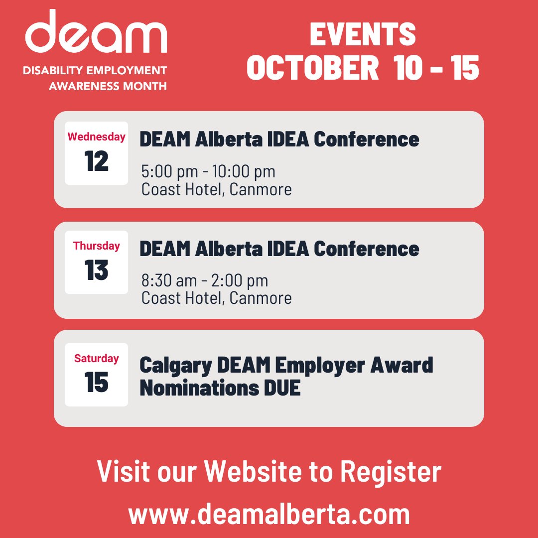 DEAM_AB's tweet photo. It's week 2️⃣ of #DEAM2022 in Alberta!

Check out what we have planned in #MedicineHat, #Lethbridge &amp; beyond!

It's also our #DEAMIDEAConference in Canmore - 2 days of learning and connecting. 
For details, visit our website 

https://t.co/EeGrye74uG https://t.co/DFgt1HWbml