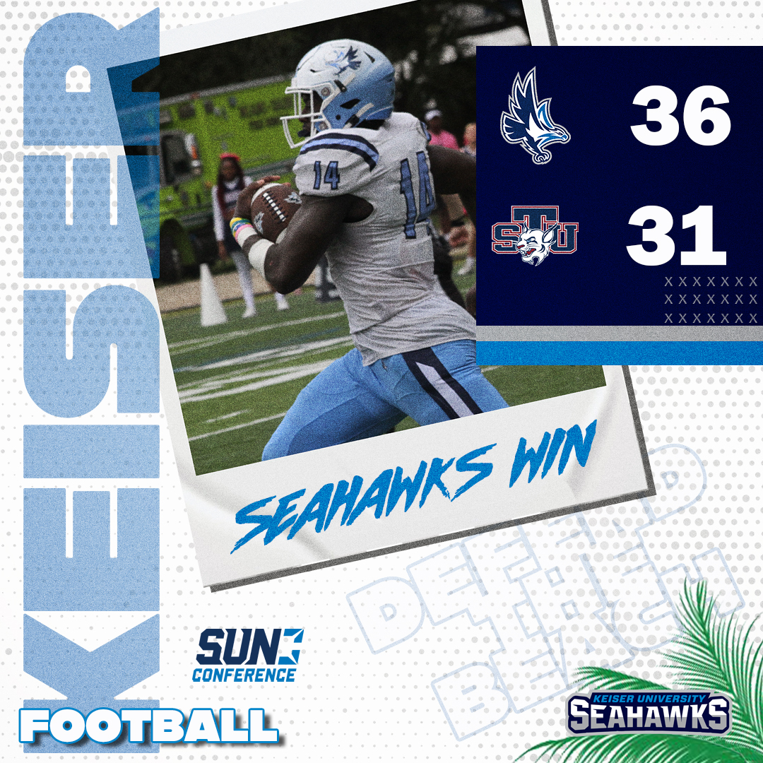 A final from Miami Gardens.

#25 Keiser defeats #16 St. Thomas, 36-31.

#DefendtheBeach #SeahawkFast