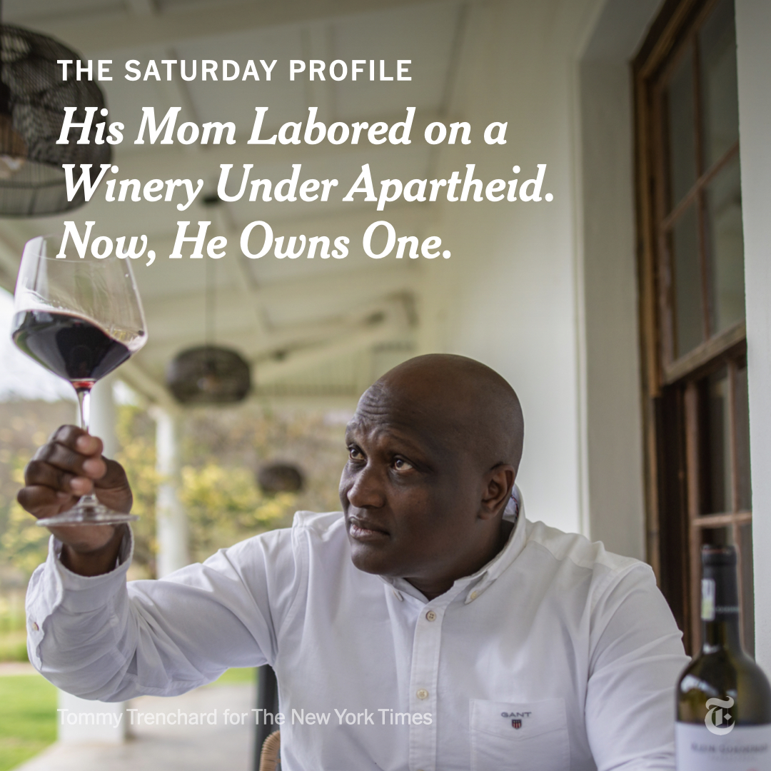 Paul Siguqa owns the only fully Black-owned winery in one of South Africa's most prestigious wine valleys. But his achievement raises a question: In a country that's 80% Black, how is it still remarkable when Black South Africans reach society's top rungs? nyti.ms/3ekQ84g