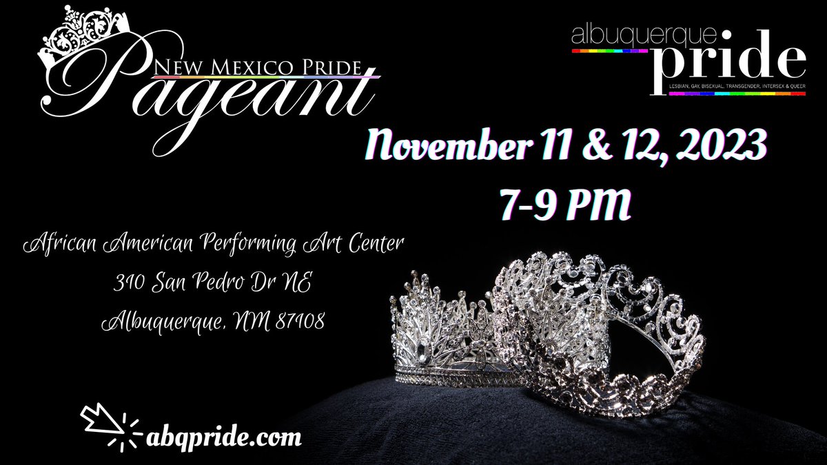 New Mexico Pride Pageant - Tickets on sale today!
#Abqpride #albuquerque #newmexico #pride #exponm #NMPridePageant #NewMexicoPride