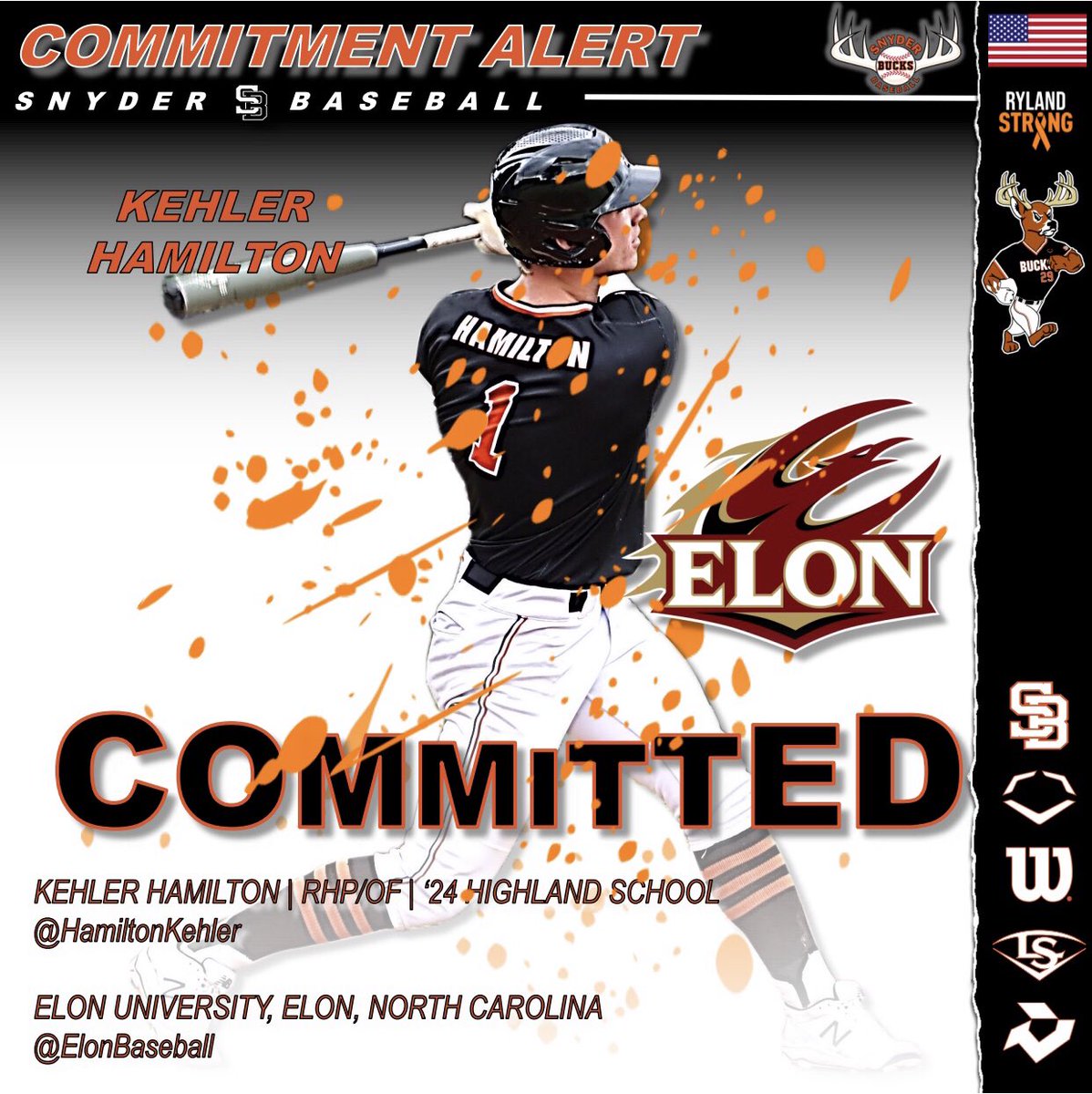 Snyder Baseball (@snyderbaseball) on Twitter photo Congratulations to ‘24 Kehler Hamilton <a href="/HamiltonKehler/">Kehler Hamilton</a> <a href="/Highland_BSBL/">Highland⚾Baseball</a> on his commitment to play baseball at <a href="/ElonBaseball/">Elon Baseball</a>.
Keeping working hard. We're very proud of you!!! Congratulations to ‘24 Kehler Hamilton <a href="/HamiltonKehler/">Kehler Hamilton</a> <a href="/Highland_BSBL/">Highland⚾Baseball</a> on his commitment to play baseball at <a href="/ElonBaseball/">Elon Baseball</a>.
Keeping working hard. We're very proud of you!!!