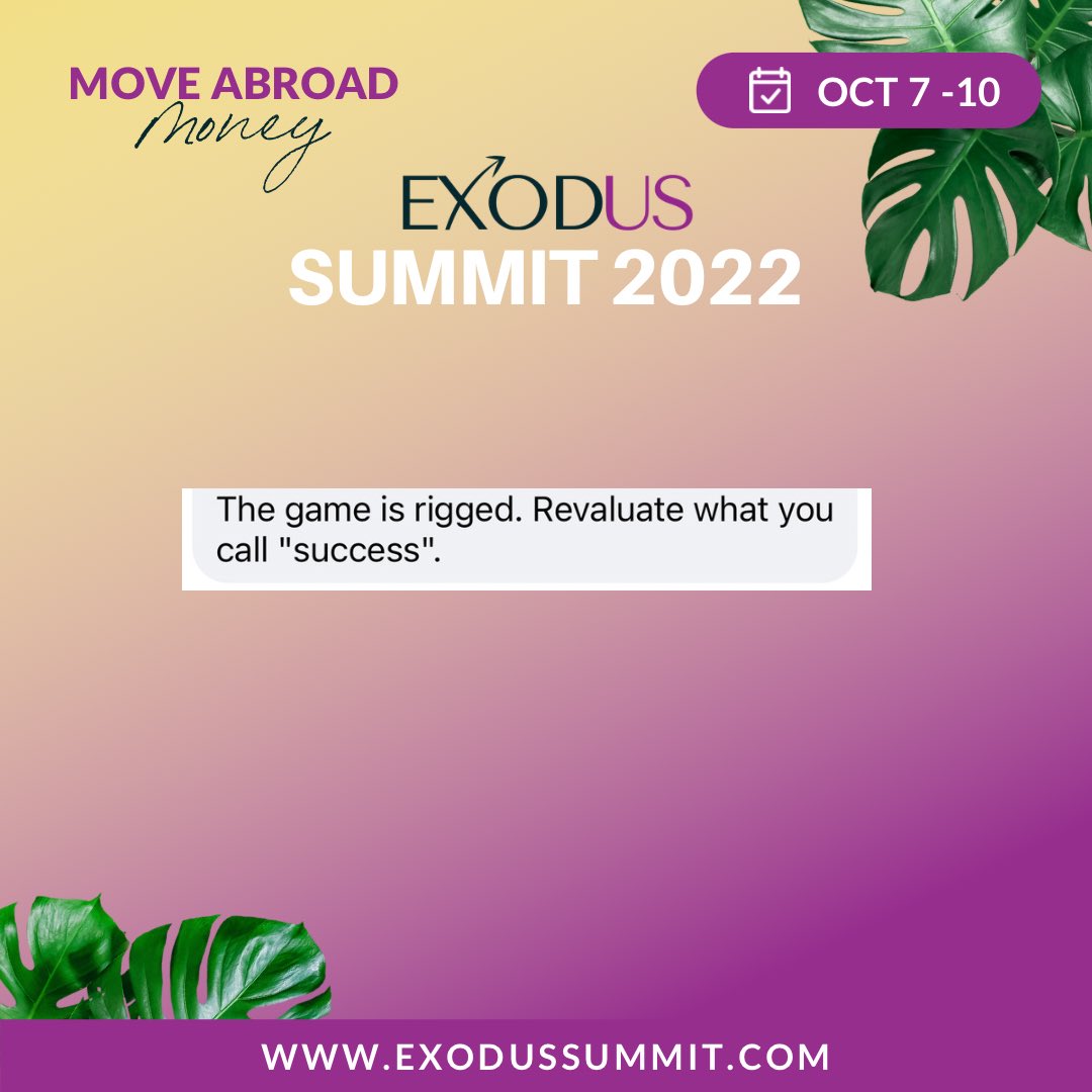 ExodusSummit's tweet photo. We SEE YOU! ExodUSSummit is
showing #BlackWomen how to make MONEY! ##blackexpats
#blackdigitalnomads
#exodussummit #exodussummit22
#moveabroadmoney
#sabbatical #blackentrepreneurs
#blackentrepreneurship
#blackexpats #blackwomenbosses
#blackandabroad https://t.co/GzekU8ULHV
