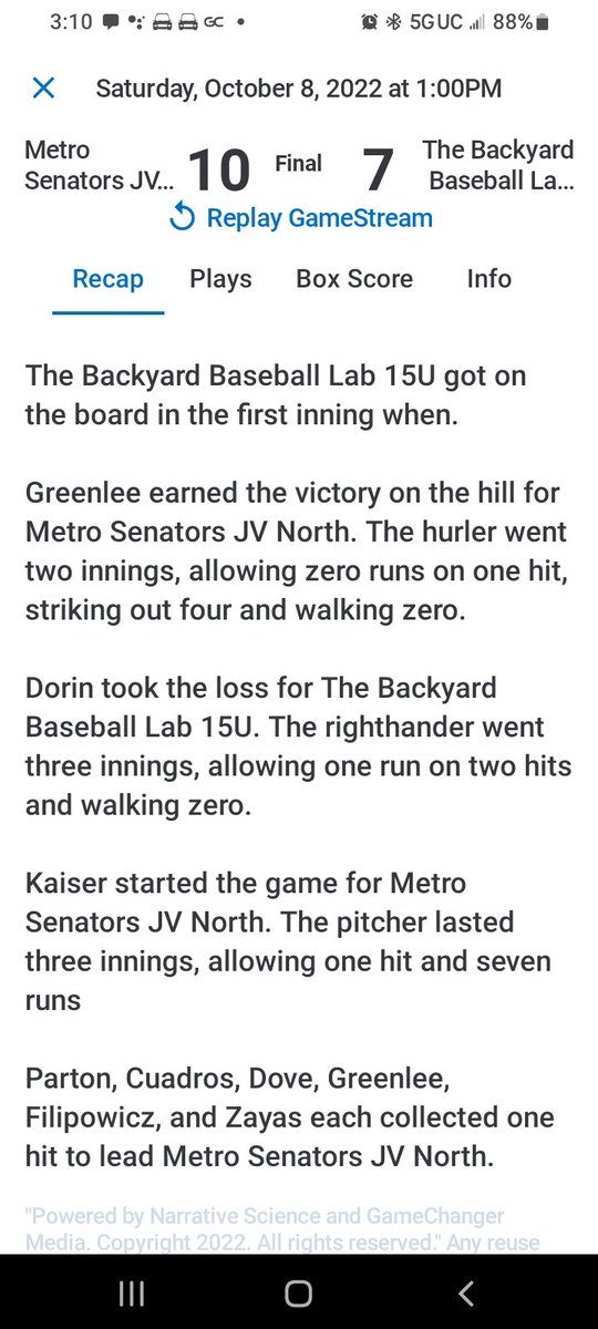 KillianK's tweet photo. We might have another closer in the family. @gunnargunz #metrosenators @MetroSenators #gunnar17 #gunnarbaseball https://t.co/WCDdGmCJUv