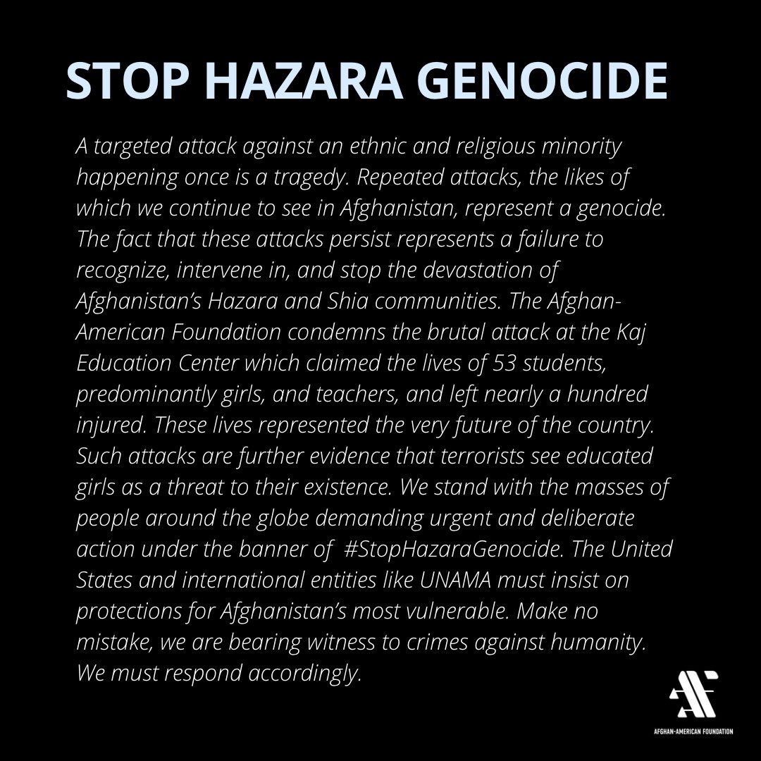 As masses gather around the world to #StopHazaraGenocide, we stand and march with them. Make no mistake, we are bearing witness to crimes against humanity. We must respond accordingly.