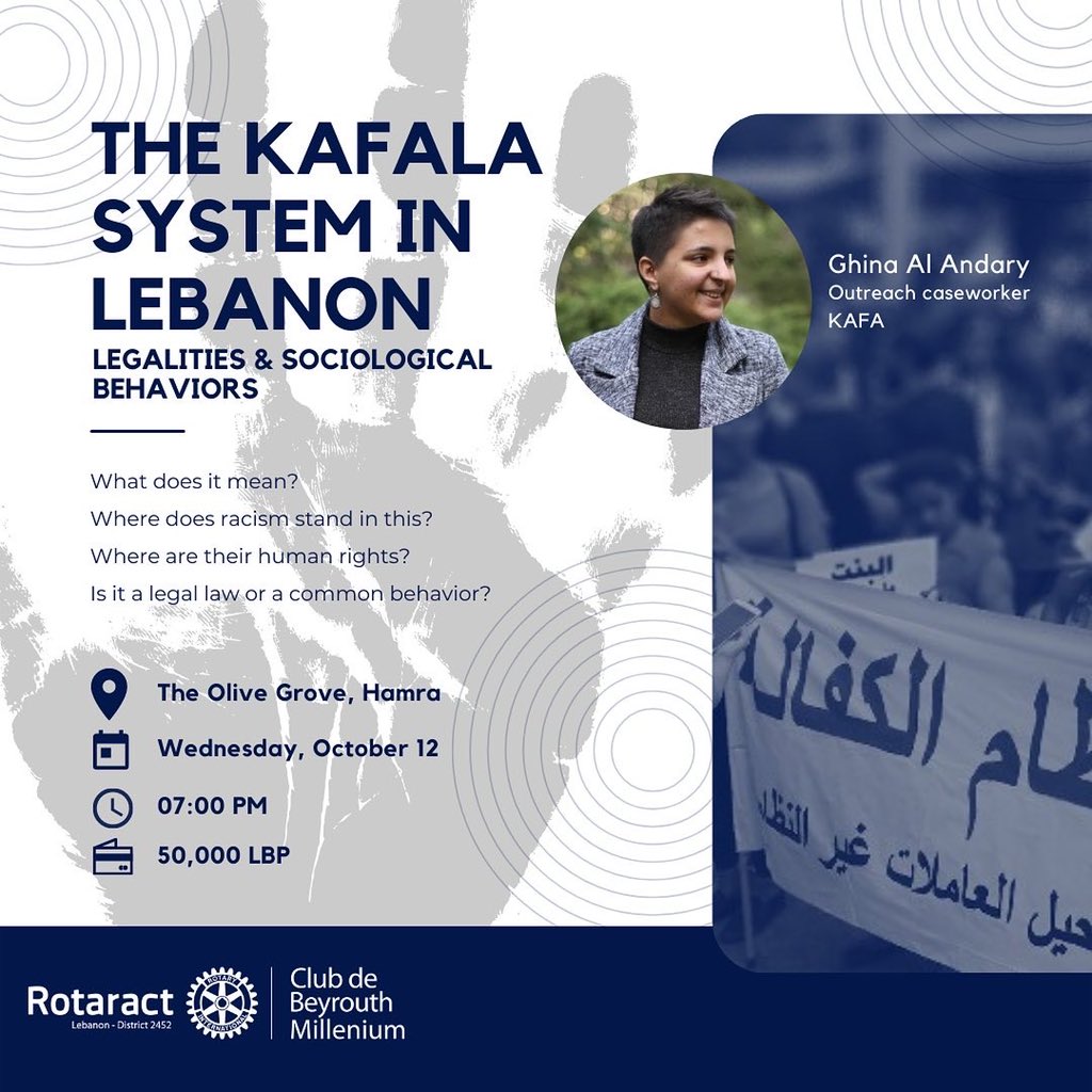 Rac_Millenium's tweet photo. Join us in an informative #discussion on the #KAFALA system in #Lebanon, alongside Mrs. Ghina Al Andary, outreach caseworker and representative from the NGO @KAFALebanon.

⚙️ Please fill this link if you are interested: https://t.co/eW3efApwJl

#لبنان #كفالة #الكفالة #بيروت https://t.co/v2pQ4BgkVN