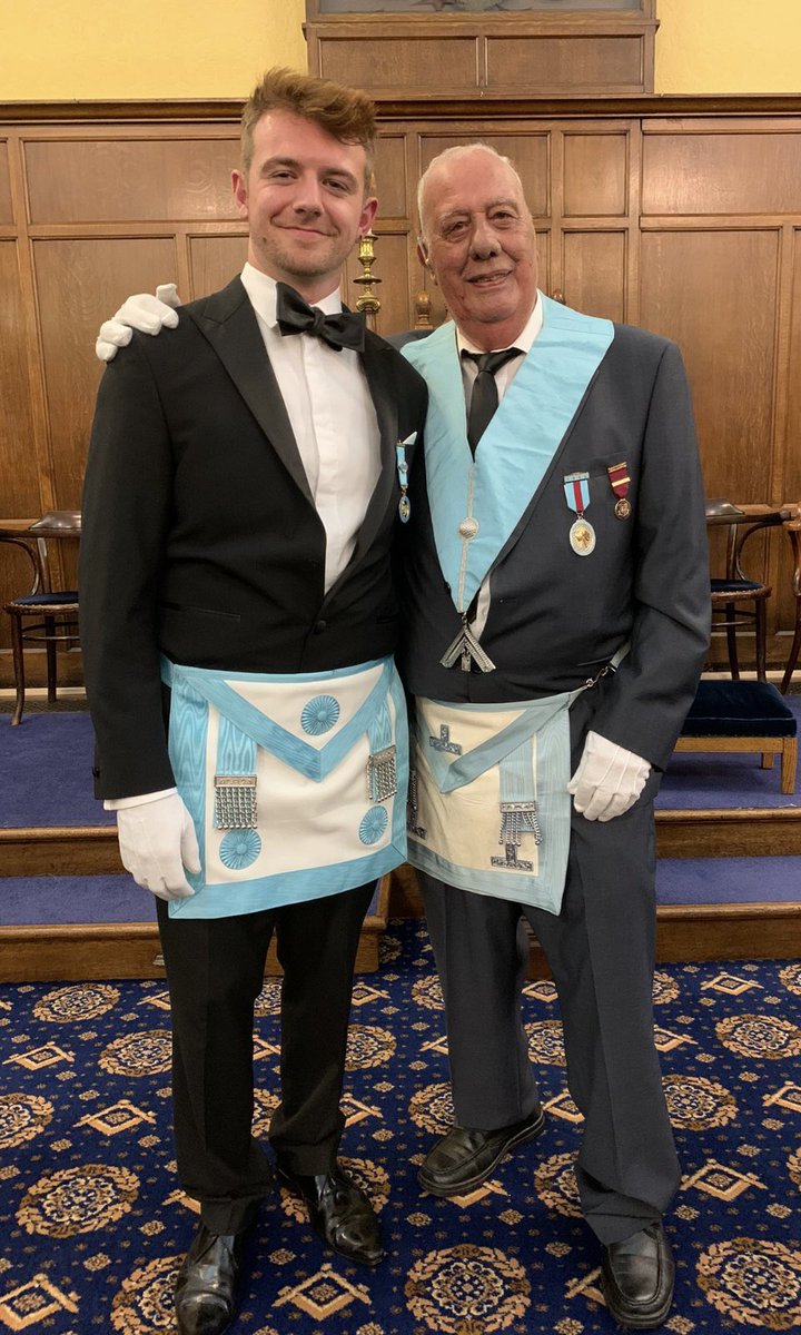A delegation of Acting Officers accompanied the PGM to the Lodge of Truth 521. Bro Cohen Hale, a recent graduate of the University, returned to Huddersfield to become a Master Mason. His grandfather was there to support him. The JD, SD, JW &amp; WM are all alumni. <a href="/UGLE_UniScheme/">Universities Scheme</a>