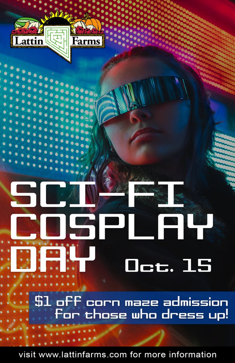 lattinfarms's tweet photo. Discounted maze admission more people wearing sci fi costumes on the 15th! https://t.co/acjvf69d7C