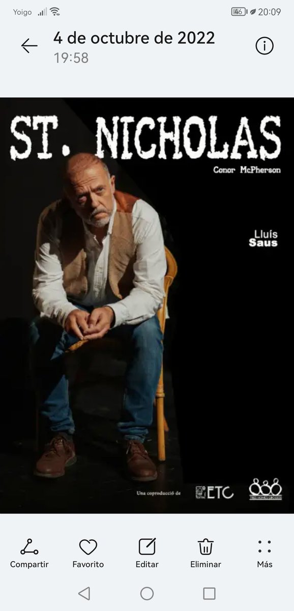 ETCastellar's tweet image. 🎭7, 8, 9, 14, 15 i 16 d'octubre, St. Nicholas al Casal Pere Quart de Sabadell. 
🕒Divendres i dissabtes a les 20h i, diumenges, a les 18.30h. 
🎟️Les entrades es poden comprar a les plataformes habituals o bé al teatre.