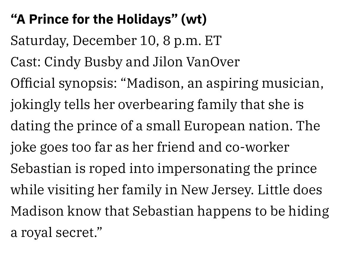 Nicole5Wheeler's tweet photo. .@cindy_busby has a new Christmas movie this season! REPEAT: #CindyBusby will be starring alongside @JilonVanOver in a @GAfamilyTV Yuletide film entitled #APrinceForTheHolidays. Get ready for Dec. 10th! β€οΈπ€π #ChristmasMovies #BuzzBees #Busbies
πΈ: @GettyImages @Variety @IMDb https://t.co/rK7fLqoHqo