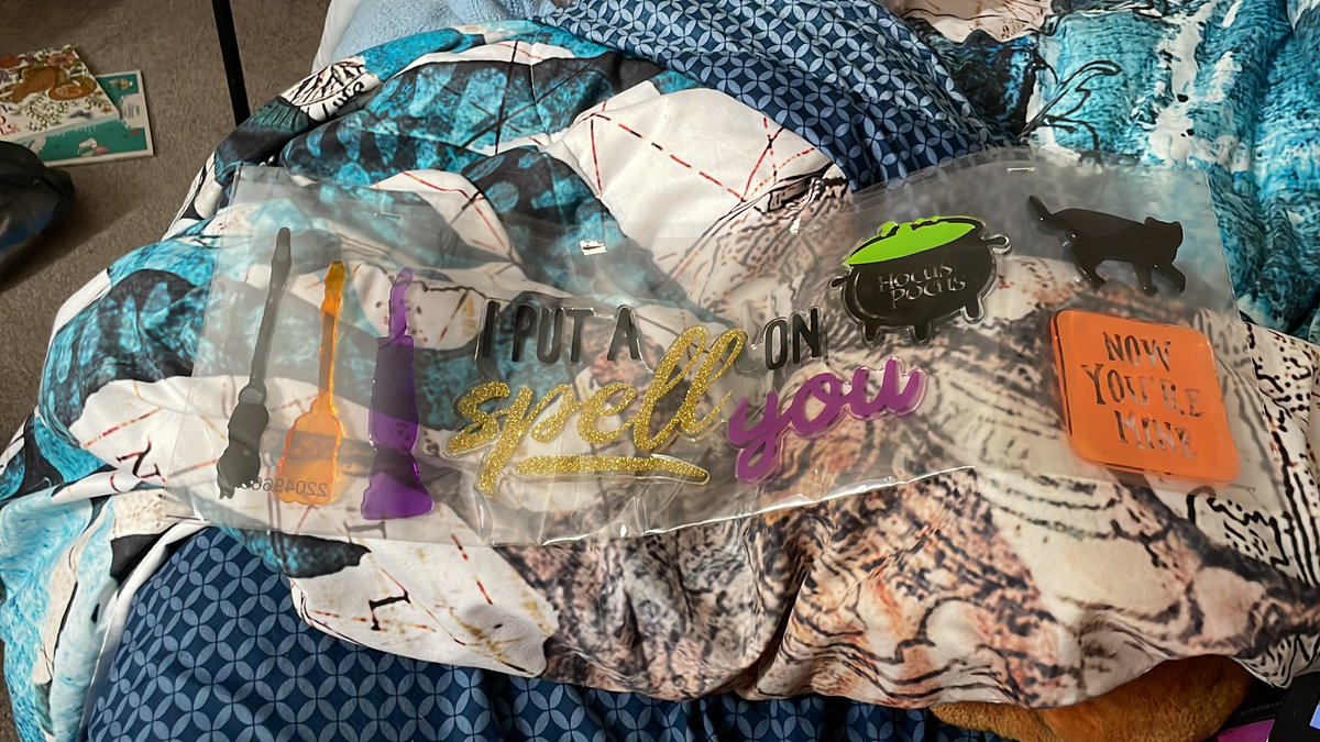 Got gel stickers for window to had some but colors started coming off so got new ones old ones were the sisters faces hocus pocus words and binx but I like this better I was looking around and my mom had this in her hand I was like omg