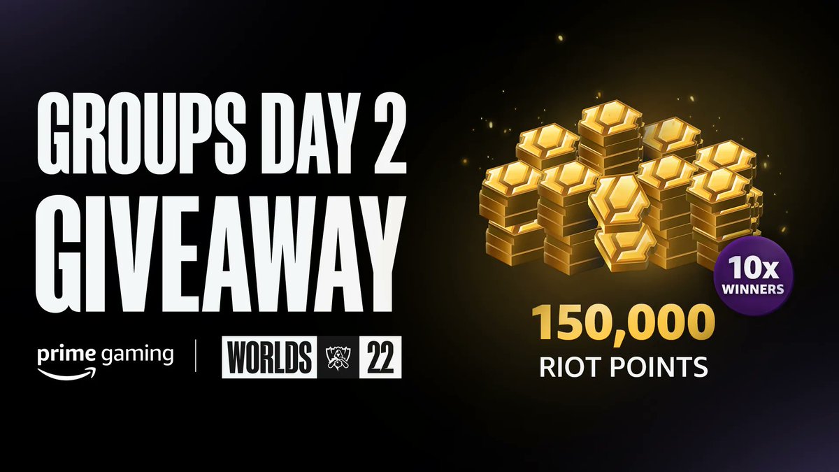 Prime Gaming - Enjoying LOL Esports #Worlds2022? We are! ICYMI you can  enter for a chance to win all the goodies below AND ✨ 350,000 RP ✨! Yes,  that many 0s! Head