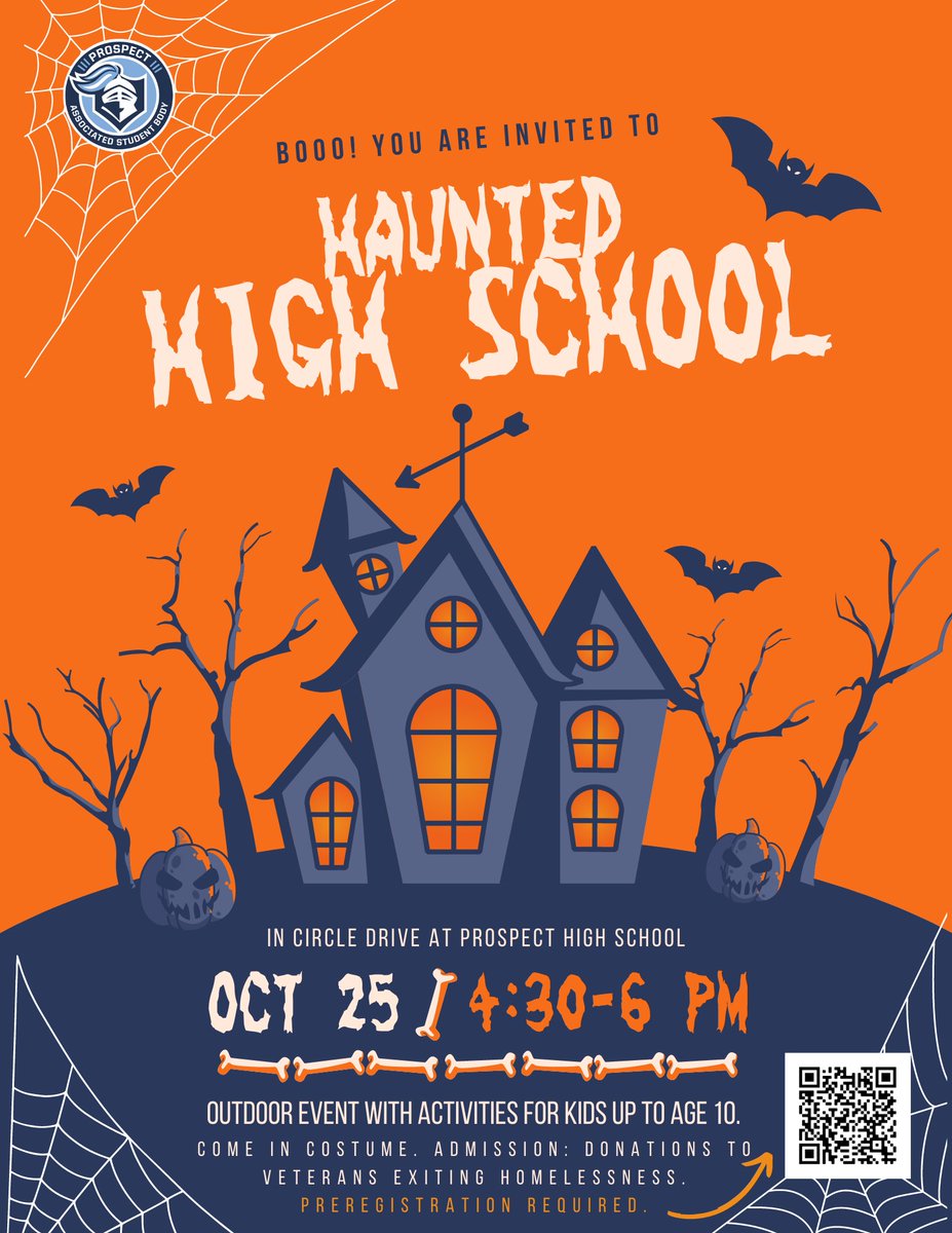 ProspectASB's tweet image. Calling all @KnightsofPHS families with littles — Haunted High School returns on 10/25. Admission: donations to Veterans Exiting Homelessness. Preregistration required! m.signupgenius.com/#!/showSignUp/… #ProspectProvides #everyknight