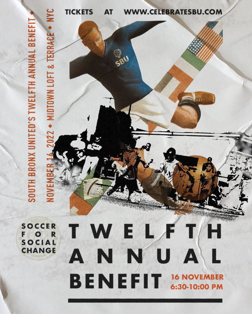 Where will you be on November 16th?  How about at the <a href="/MidtownLoft/">Midtown Loft</a> with South Bronx United for the 12th #SBUAnnualBenefit! Great Food, Drink, Company, Entertainment for a cause: Soccer for Social Change in the South Bronx! Get your tickets now at celebratesbu.com