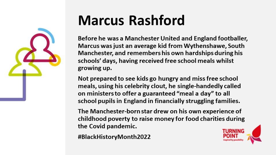 #Blackhistorymonth2022 Marcus Rashford, footballer, campaigner, and bestselling author and just a kid from South Manchester. For more, please visit blackhistorymonth.org.uk/article/sectio…