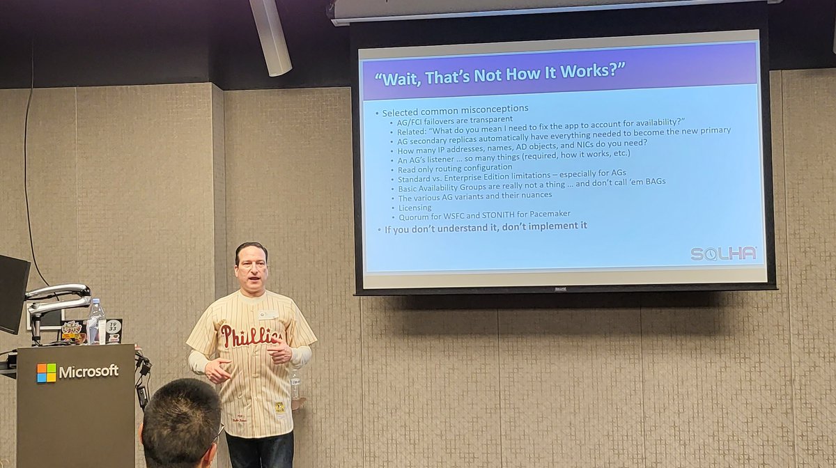 SQLVAR's tweet image. News from #sqlsatBoston: @SQLHA started the session 'Worst Practices for Highly Available SQL Server Deployments'
@sqlsatofficial @SQLSatBoston #sqlfamily