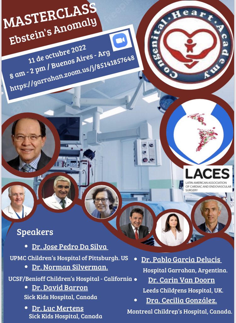 Masterclass Ebstein Anomaly. 11 de Octubre a las 8am. Actividad del Dominio Congenito de LACES. <a href="/JRContrerasR/">Juan Contreras</a> <a href="/MartinAntelo_/">Martin Antelo</a> <a href="/STS_CTsurgery/">The Society of Thoracic Surgeons</a> <a href="/AATSJournals/">AATS Journals</a> <a href="/EACTS/">EACTS</a>