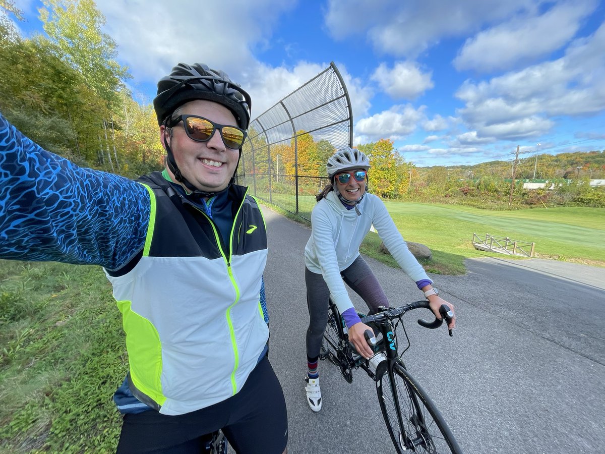 KevinMontano's tweet photo. Beautiful fall morning for training run and ride with @SubrinaDhammi ahead of next week’s @MohawkTowpath Duathlon. A bit brisk but the fall colors along the Zim Smith trail did not disappoint. 

#optoutside #ridebikes #runchat #5run8 #multisportathlete #duathlon https://t.co/heHFhs99eO