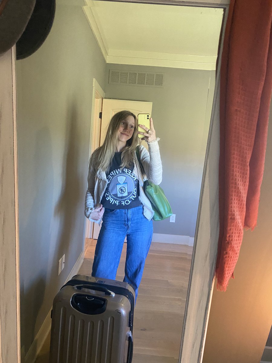 MeganOWittman's tweet photo. On my way to #WEFTEC in New Orleans! Finally have a place to rock my cool wastewater shirt from @mpwitt3202 https://t.co/VJlxnA2Ny6