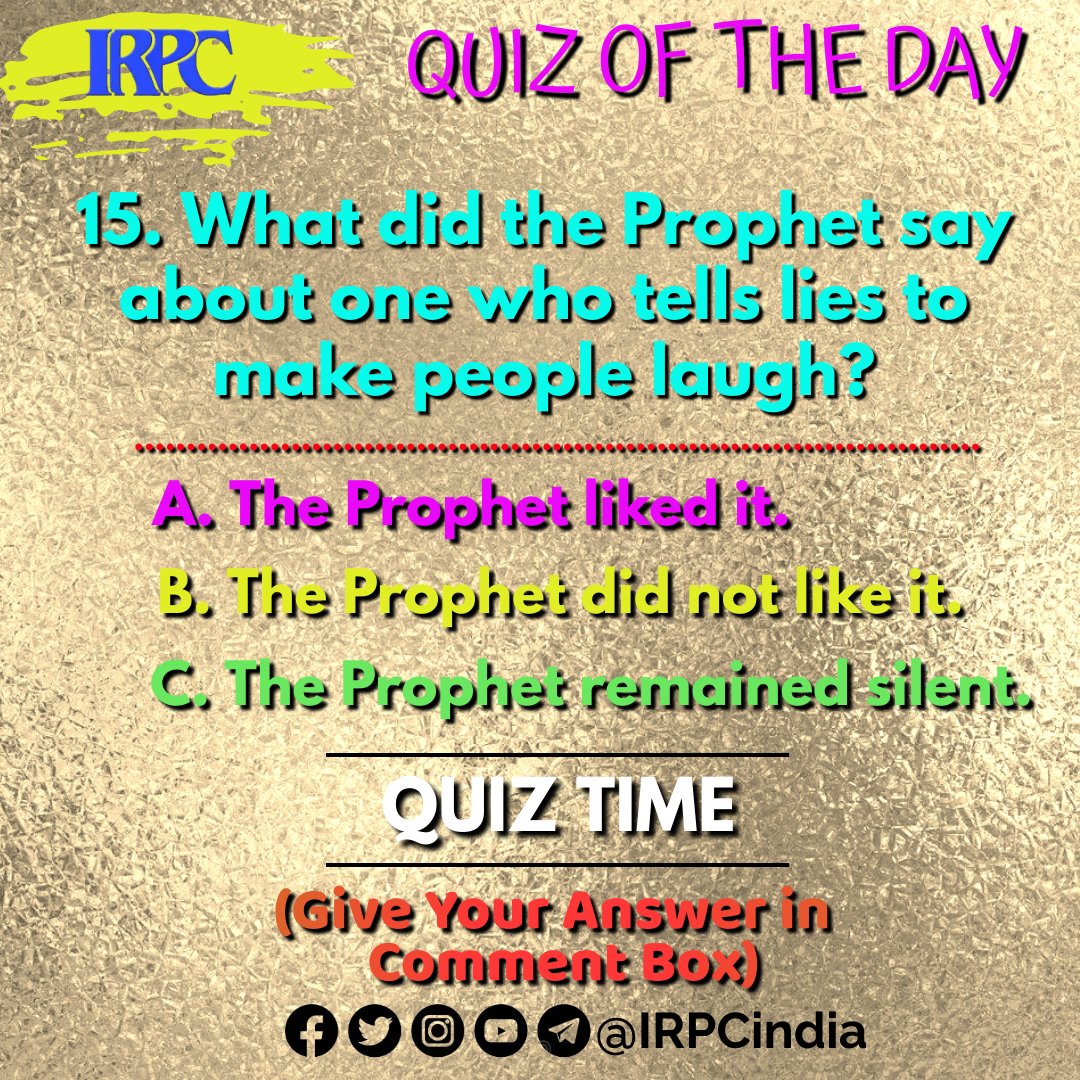 IRPCindia's tweet photo. Quiz of the Day
#irpcindia
#quiztime
#hadith
#quran
#islamicquiz
#dawah
#quiz
#islam
#peace
#messageofislam https://t.co/0F25niGc4B