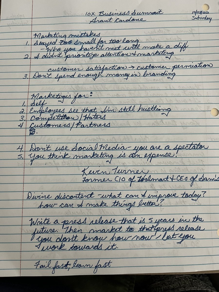 katrinacoaches's tweet photo. More 10X Business Summit notes…lots of insights @GrantCardone #10Xnotes https://t.co/4fsD8BISuH